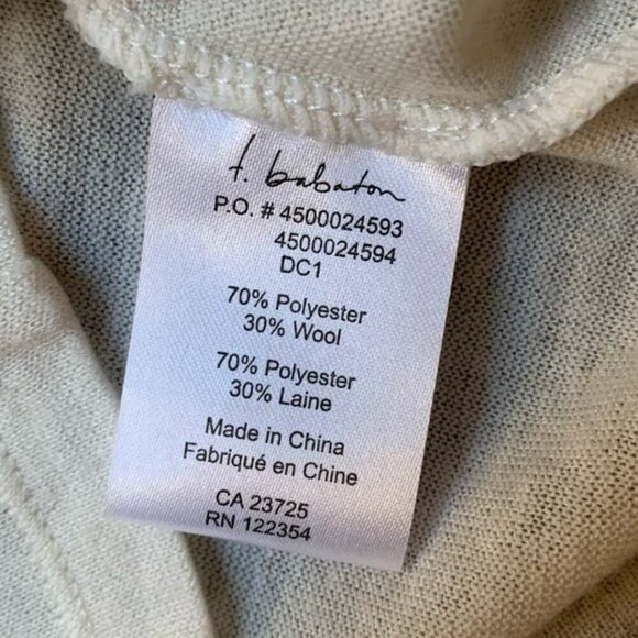 Aritzia Babaton Top Sweater 3/4 Length Sleeve Wool Round Neck Cream Size XS - Picture 12 of 14